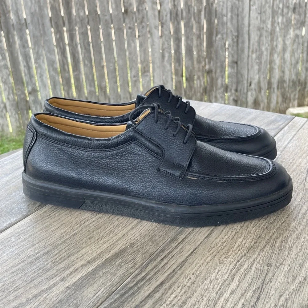 Bally Saveto Mens 10.5 EEE Wide Black Pebbled Leather‎ Derby Sneakers Swiss Made